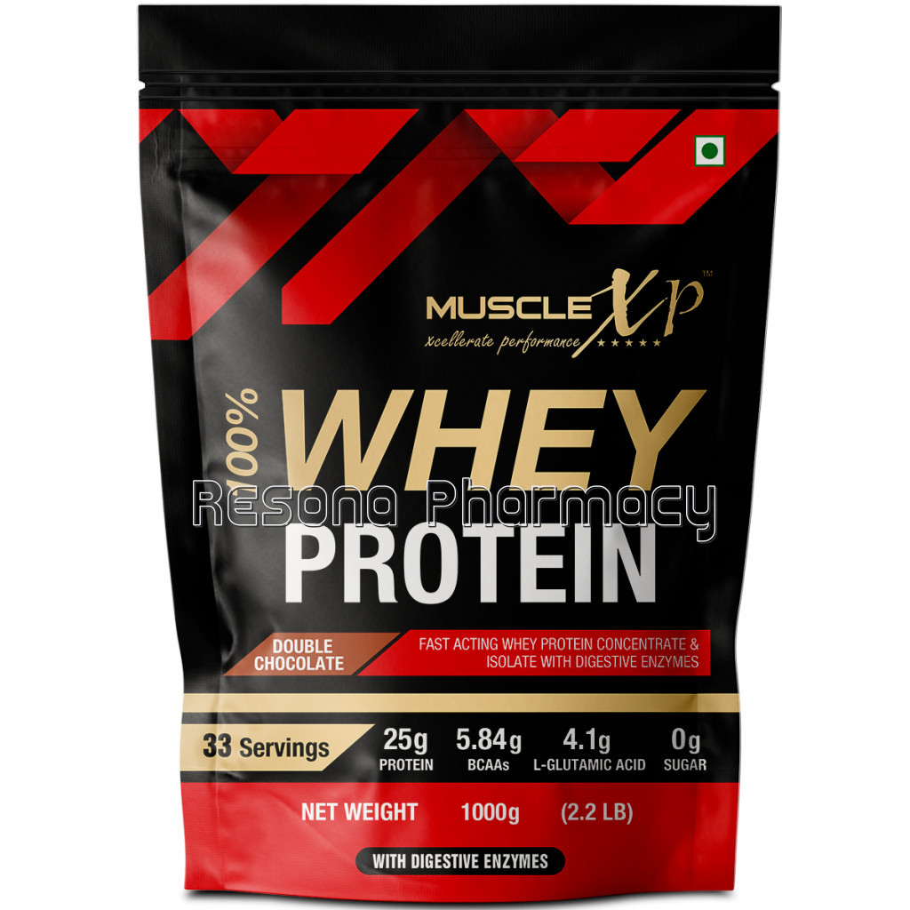 100% Whey Protein With Digestive Enzyme, Double Chocolate – 1Kg (Pouch)