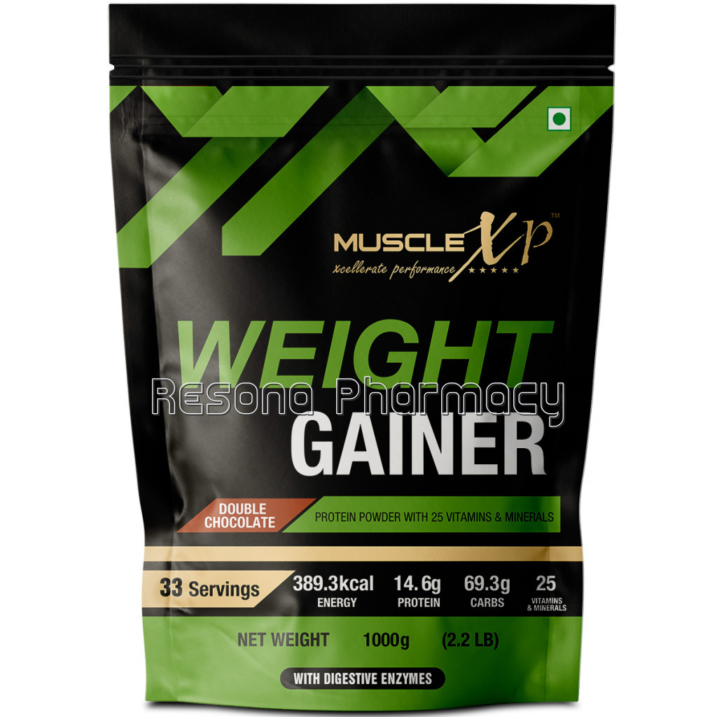 Weight Gainer – With 25 Vitamins And Minerals, Digestive Enzymes, Double Chocolate, 1Kg (Pouch)