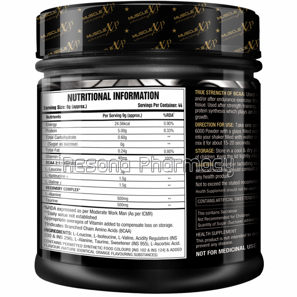 Instantized Bcaa 6000 With L Alanine and Taurine, 400Gm, Orange