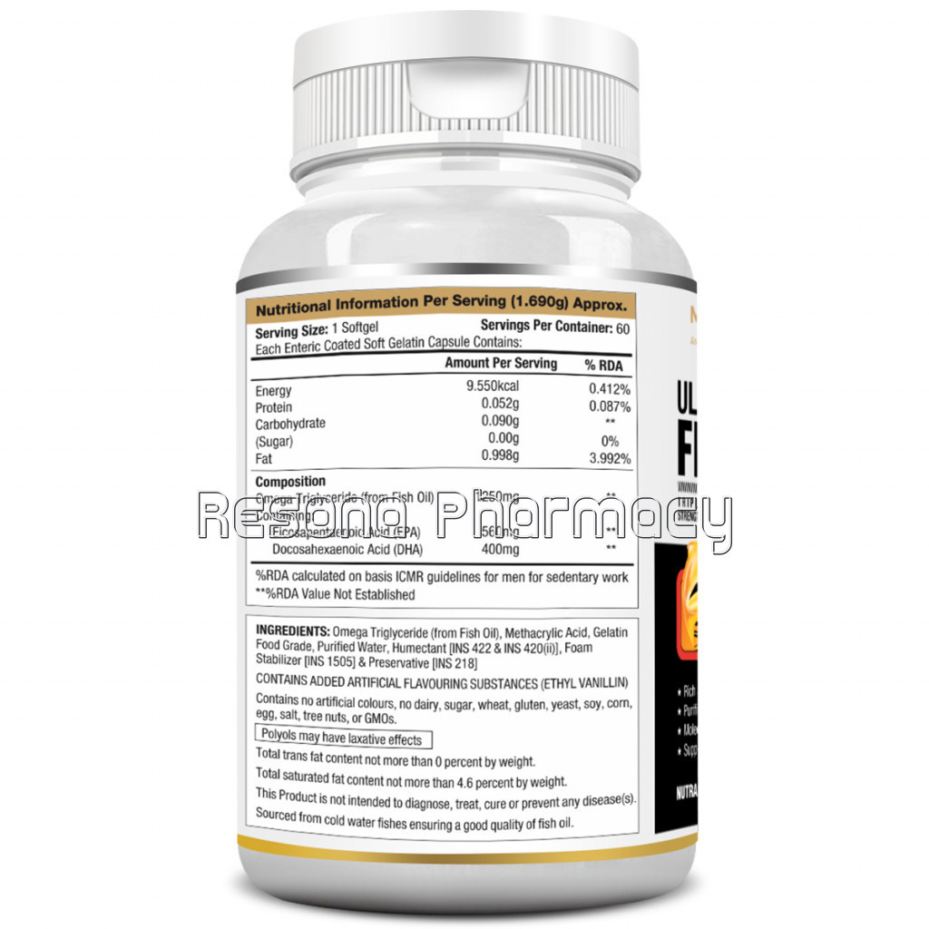Ultra Fish Oil Triple Strength Omega 3 1250Mg (560/400) Enteric Coated Softgels