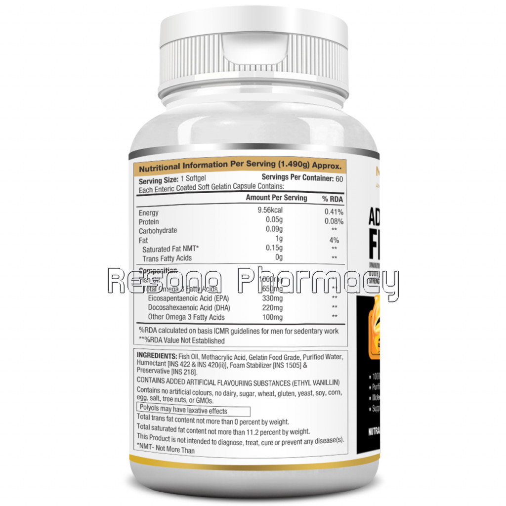 Advanced Fish Oil Double Strength Omega 3 650Mg (33/22) Enteric Coated Softgels
