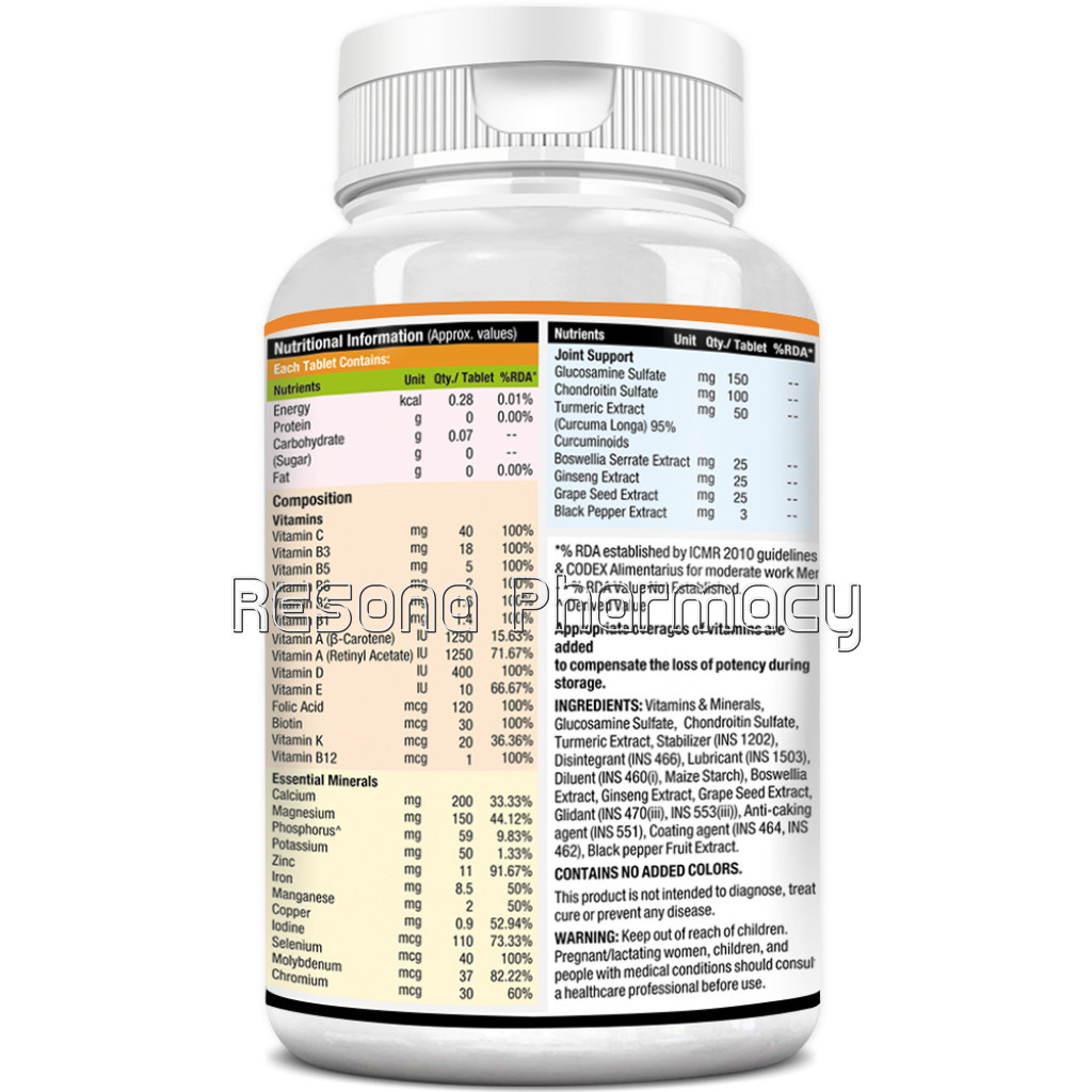 Joint Daily Vital One Daily Multivitamin With Glucosamine, Chondroitin, Turmeric, 60 Tablets