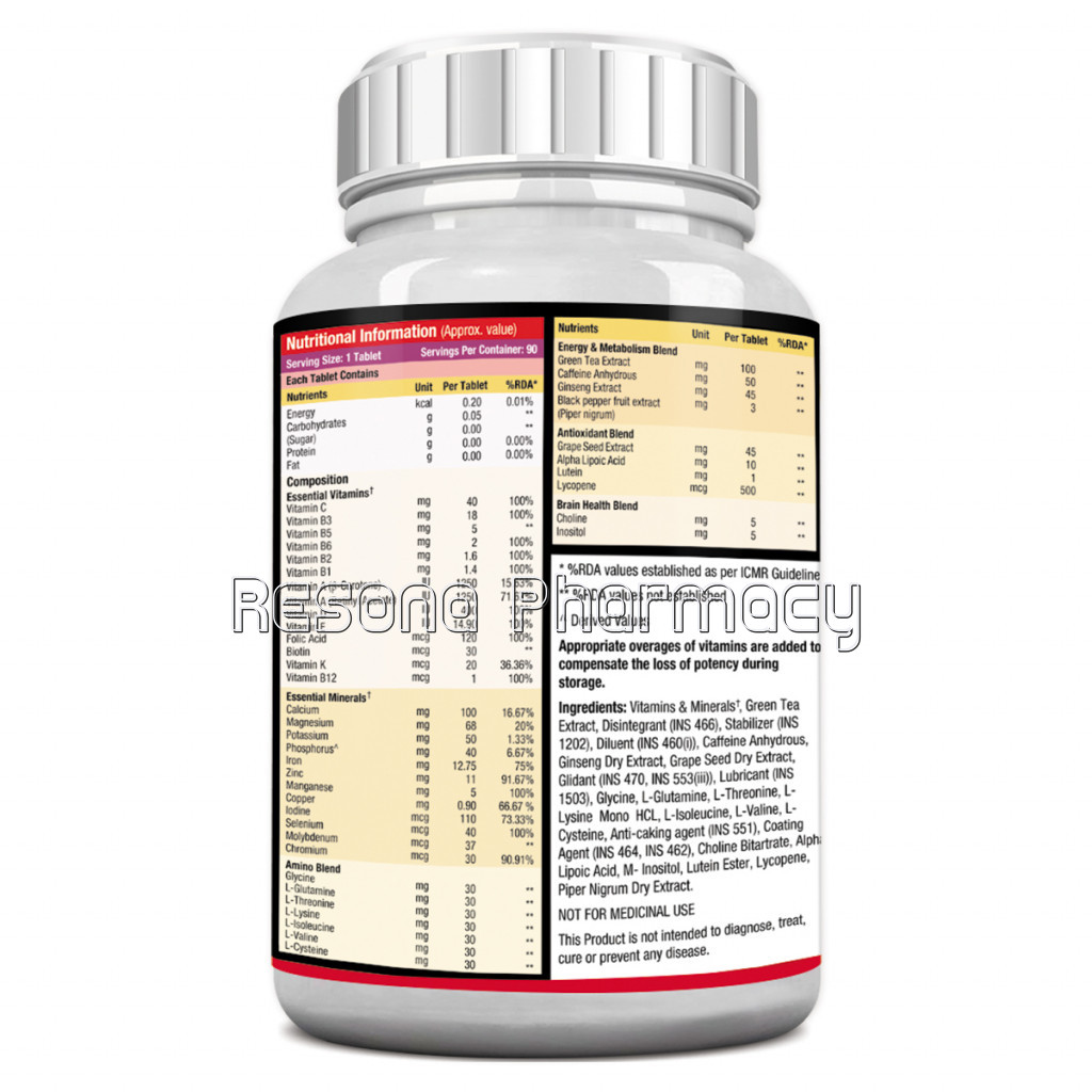 Men Daily Vital Energy With Multivitamins, Multiminerals And Energy Blend, 90 Tablets