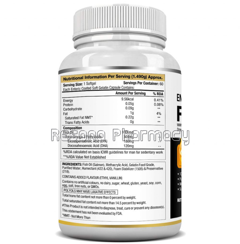 Salmon Fish Oil 1000Mg – 300Mg Omega 3 – 60 Enteric Coated Softgels
