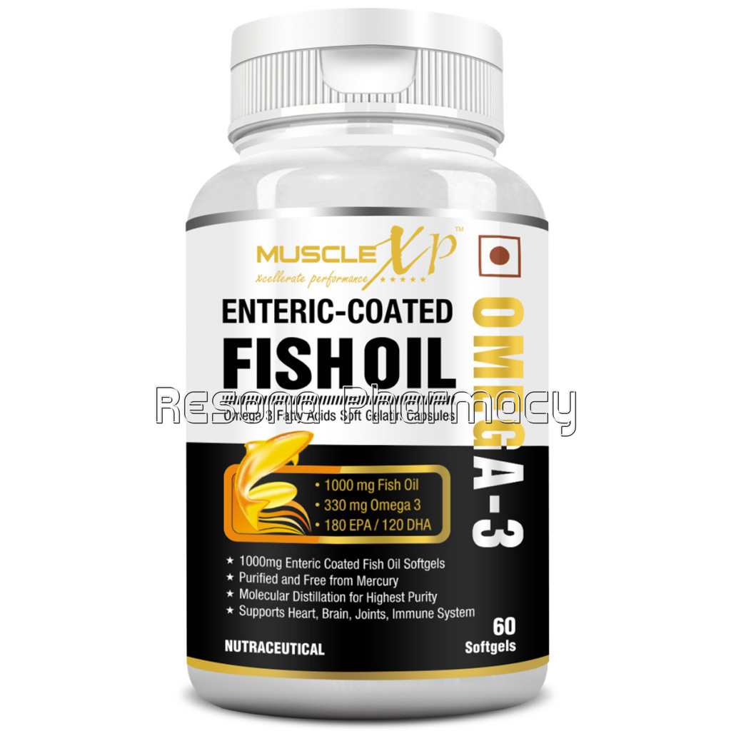 Omega 3 Fish Oil 1000 Mg (180Mg Epa And 120Mg Dha), 60 Enteric Coated Softgels