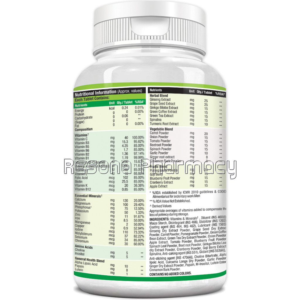 Multi Greens and Fruits Multivitamin With Fruit, Vegetable and Herbal Blend, 60 Tablets