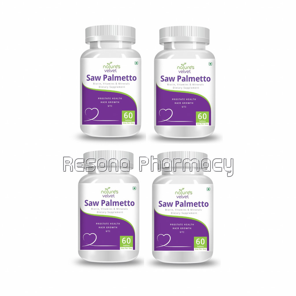 Saw Palmetto 160Mg With Biotin For Prostate And Hair Growth (60 Tablets) Pack Of 4