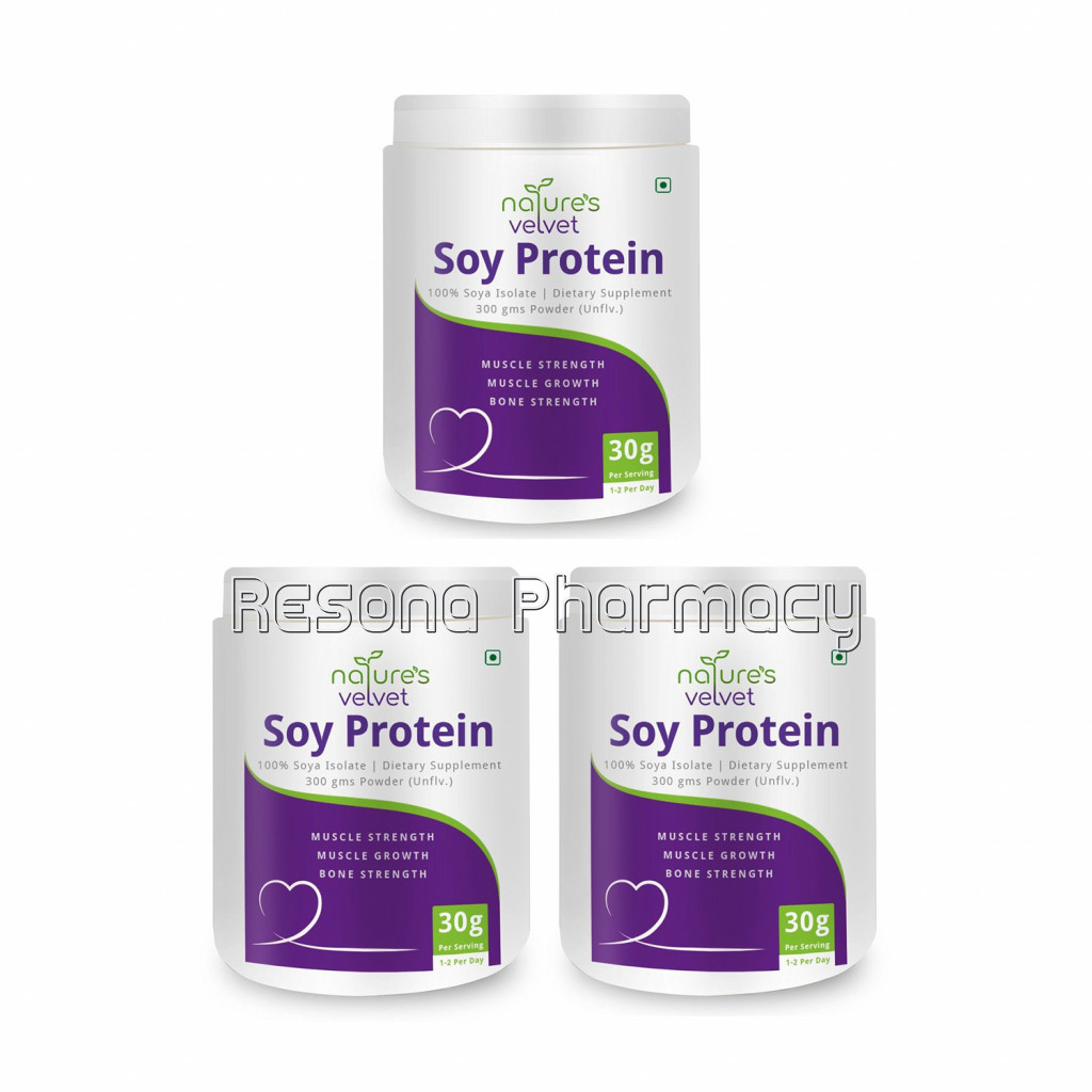 Soy Protein Powder   100% Soy For Mega Strength   Unflavored   300 Gms Pack Of 3