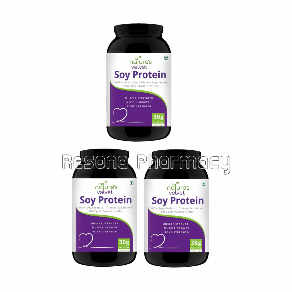 Soy Protein Powder   100% Soy For Mega Strength   Unflavored   1000 Gms Pack Of 3