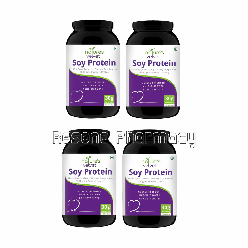 Soy Protein Powder   100% Soy For Mega Strength   Unflavored   1000 Gms Pack Of 4