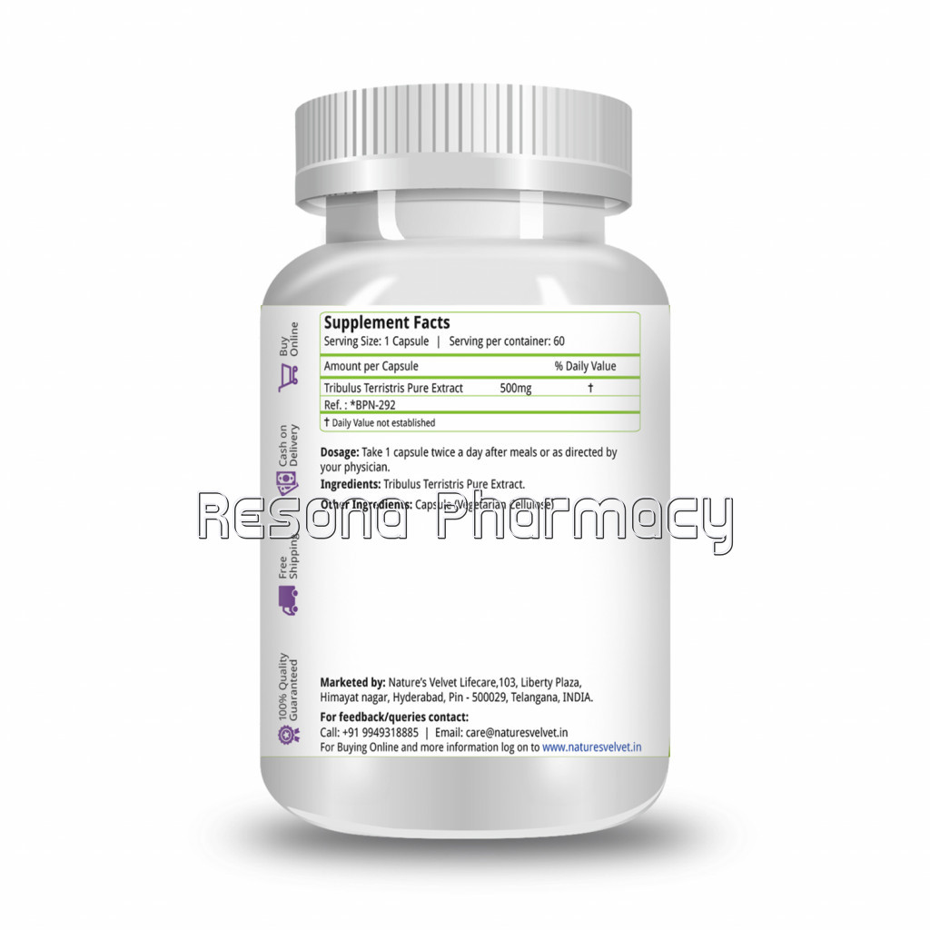 Tribulus Gokshura Gokhura Pure Extract   Boosts Testosterone   500 Mg (60 Vegetarian Tablets) Pack Of 1