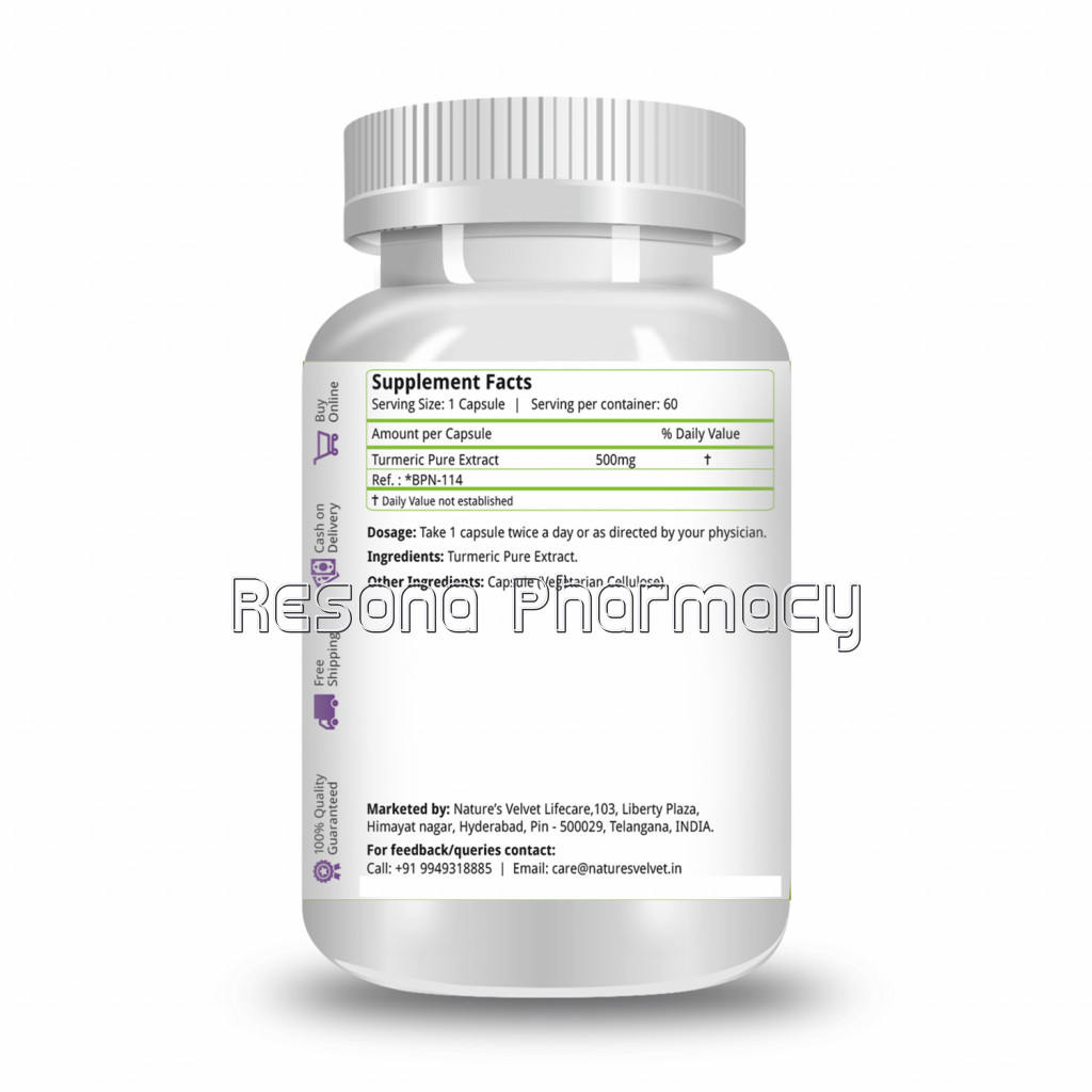 Turmeric Pure Extract   Triple Strength Turmeric   500 Mg (60 Vegetarian Capsules) Pack Of 1