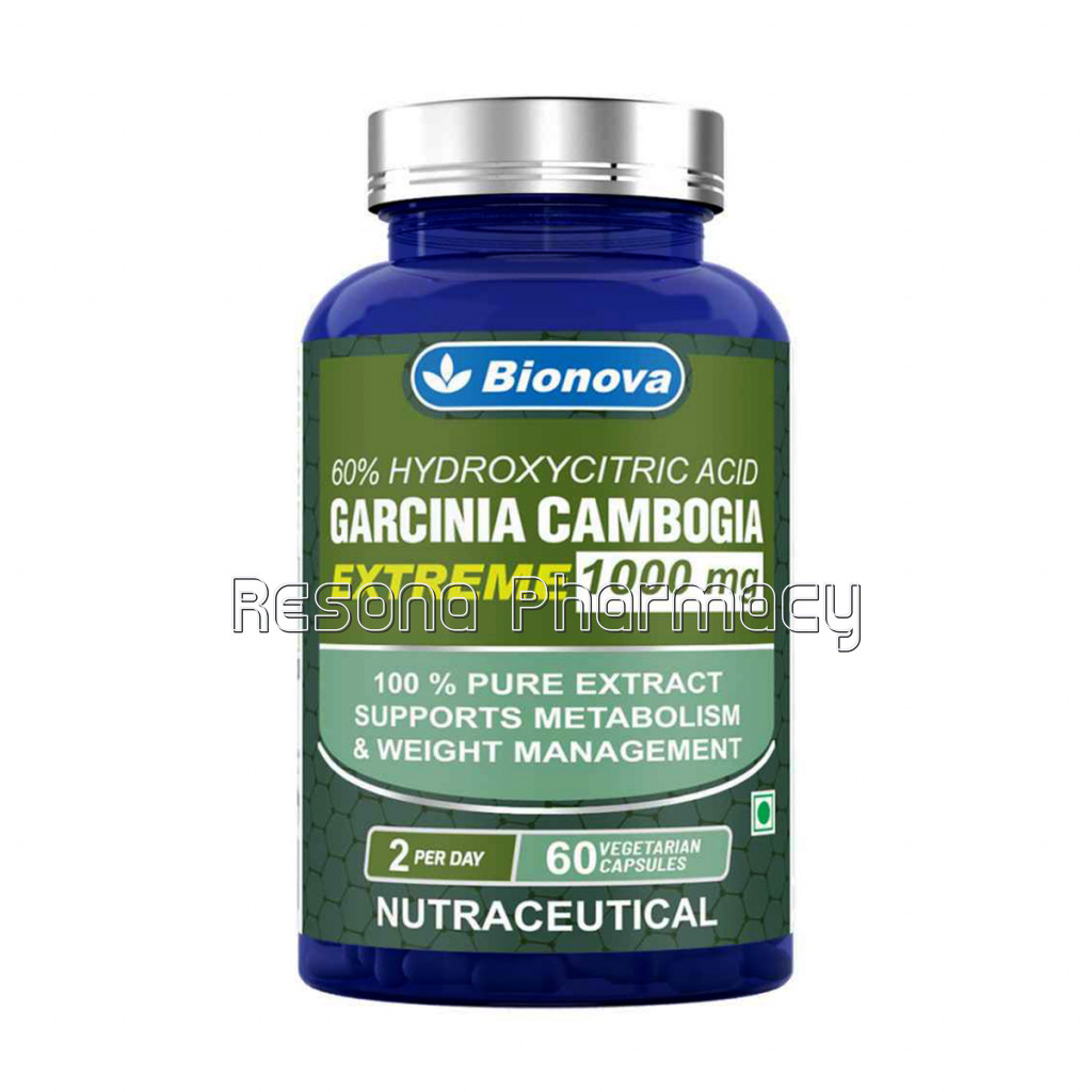 Bionova Garcinia Cambogia 1000Mg Quick Release Capsules With 60% Hca (Hydroxy Citric Acid) For Weight Loss   Vegetarian Capsules