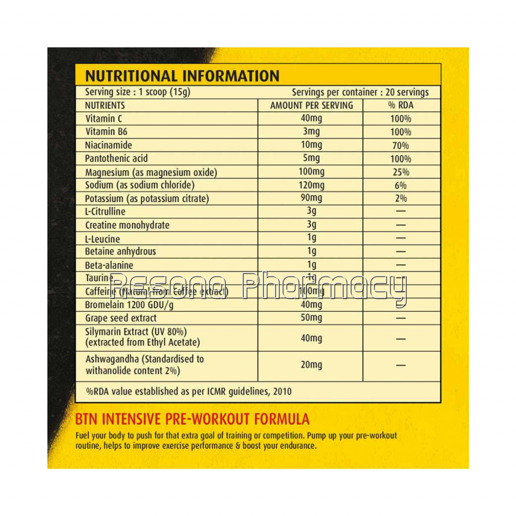 Intensive Pre Workout Formula, Juicy Watermelon   20 Servings