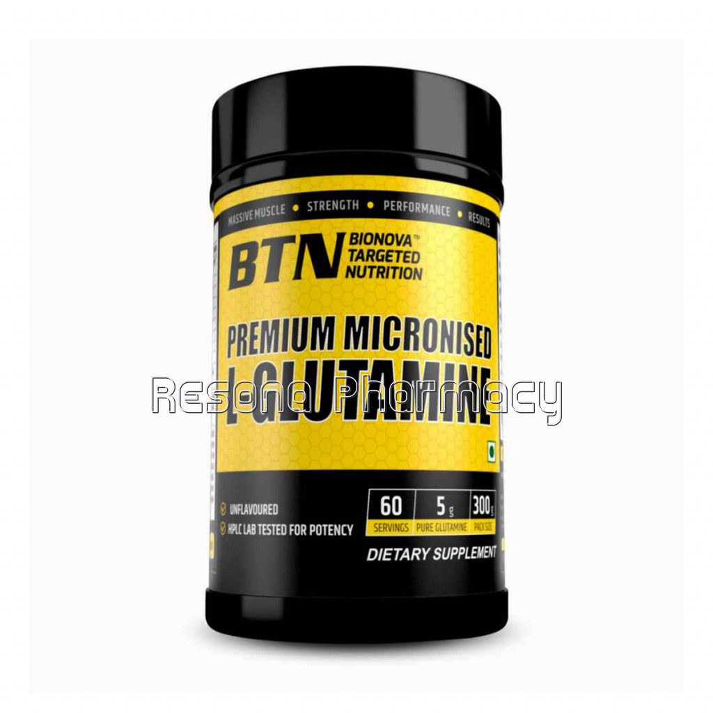 Btn Premium Micronized Pure L Glutamine Powder Unflavored and Suitable For Vegan | Instantly Mixes | 300G