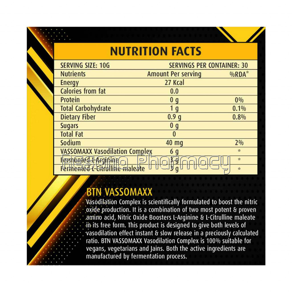 Vassomax Vasodilation Complex, Slow and Fast Release Formula Without Stimulants (Lemon Ice Tea) 300G