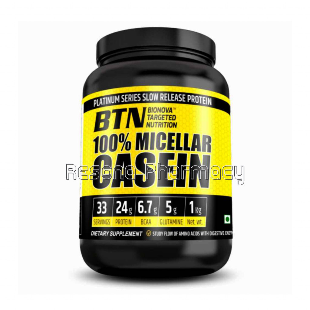 Micellar Casein Protein Powder | Upto 12 Hours Slow Release Protein | Unflavoured, With Enzymes | 33 Servings   1Kg