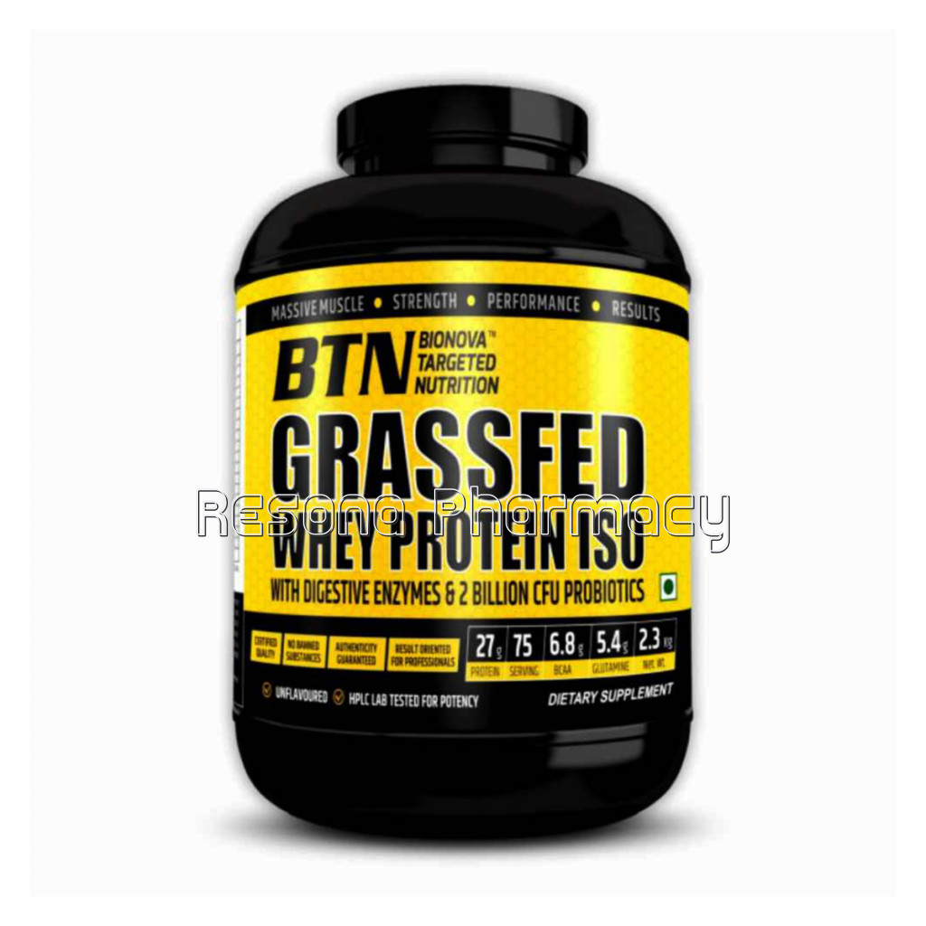 Btn Grass Fed Whey Protein Iso With Digestive Enzymes and 2 Billion Cfu Probiotics   2.3Kg (75 Servings)