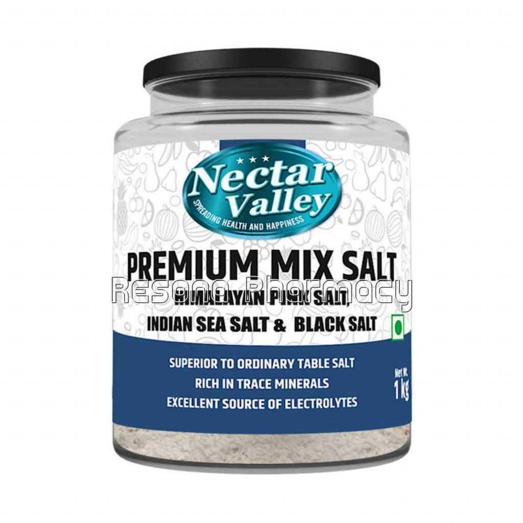 Nectar Valley Premium Mix Salt Powder 1 Kg Pack  All NaNaturalMix Of Three Salts  Pink Himalayan Salt, Indian Sea Salt and Black Salt