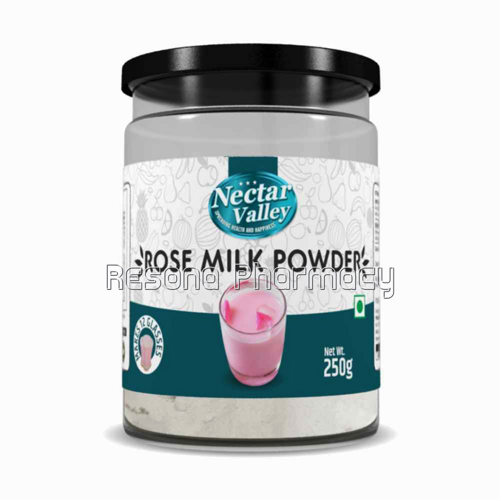 Nectar Valley Rose Milk Powder, No Refined Sugar Added | Just Add 2 Spoons Powder In A Glass Of Milk | Makes 12 Glasses   250G