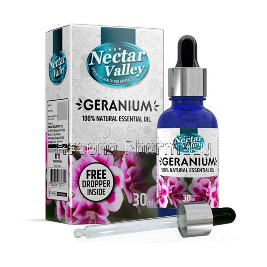 Nectar Valley Geranium Essential Oil, 100% Pure | NaNaturalAromatherapy Oil For Scent / Diffuser / Humidifier, Massage   Steam Distilled (30Ml)