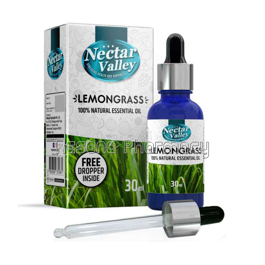 Nectar Valley Lemon Grass Essential Oil, 100% Pure | NaNaturalAromatherapy Oil For Scent / Diffuser / Humidifier, Massage   Steam Distilled (30Ml)