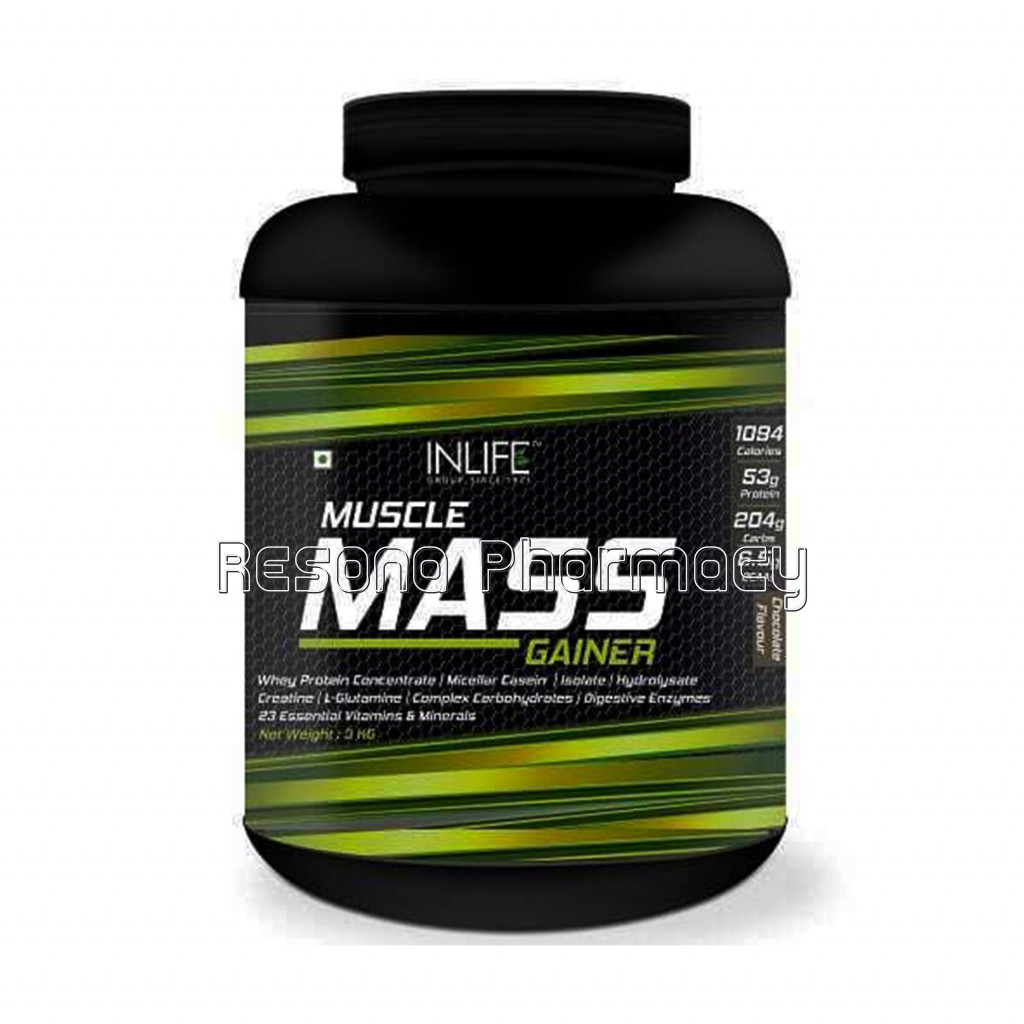 Inlife Muscle Mass Gainer, Bodybuilding Protein Powder Supplement – 3Kgs (Chocolate)