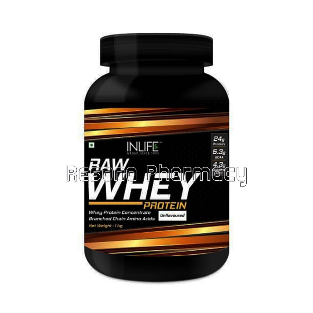 Inlife 100% Raw Whey Protein Concentrate Powder, 1Kg (Unflavored)