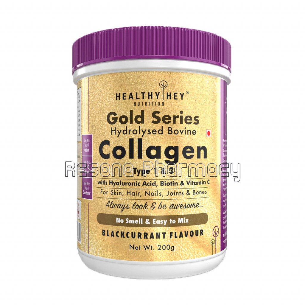 Collagen Gold Series With Hyaluronic Acid and Vitamin C   No Smell And Sugar Easy To Mix For Skin, Hair and Nails,200Gm   Blackcurrant