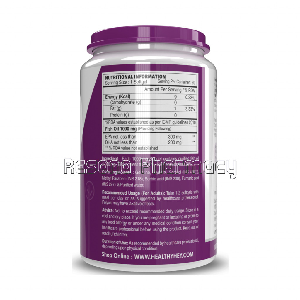 Fish Oil   Omega 3 Mercury Free (1000 Mg) Burpless   60 Softgel (300 Epa and 200 Dha)