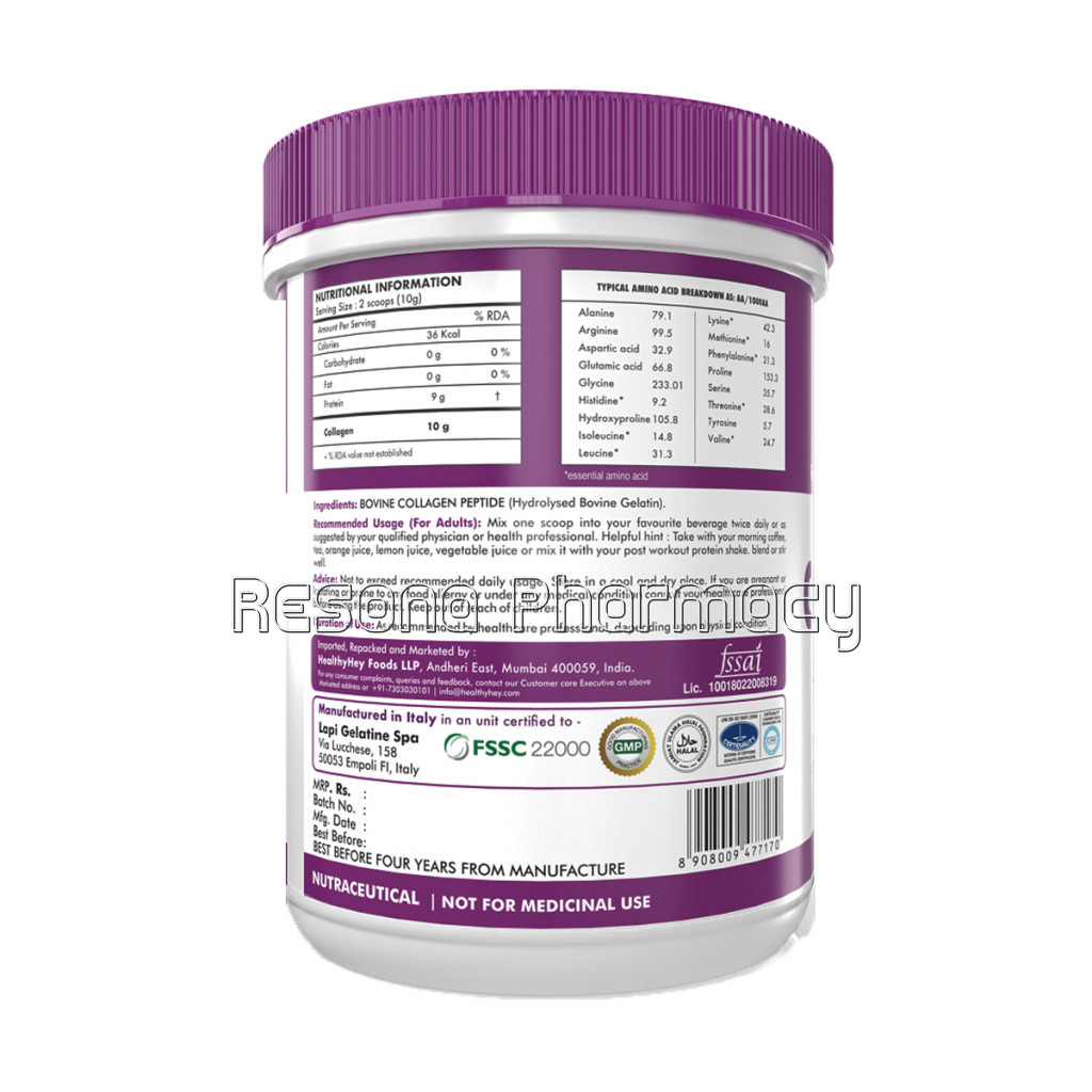 Pure Hydrolysed Collagen Supplement   250G Unflavoured   Made In Italy