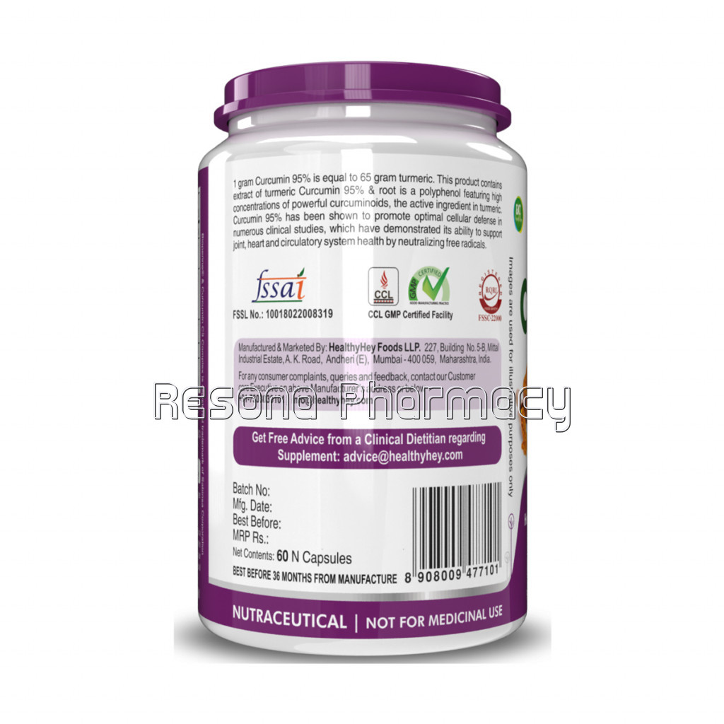 Curcumin With Bioperine 1310Mg, 60 Vegetable Caps With Piperine   Immunity Booster