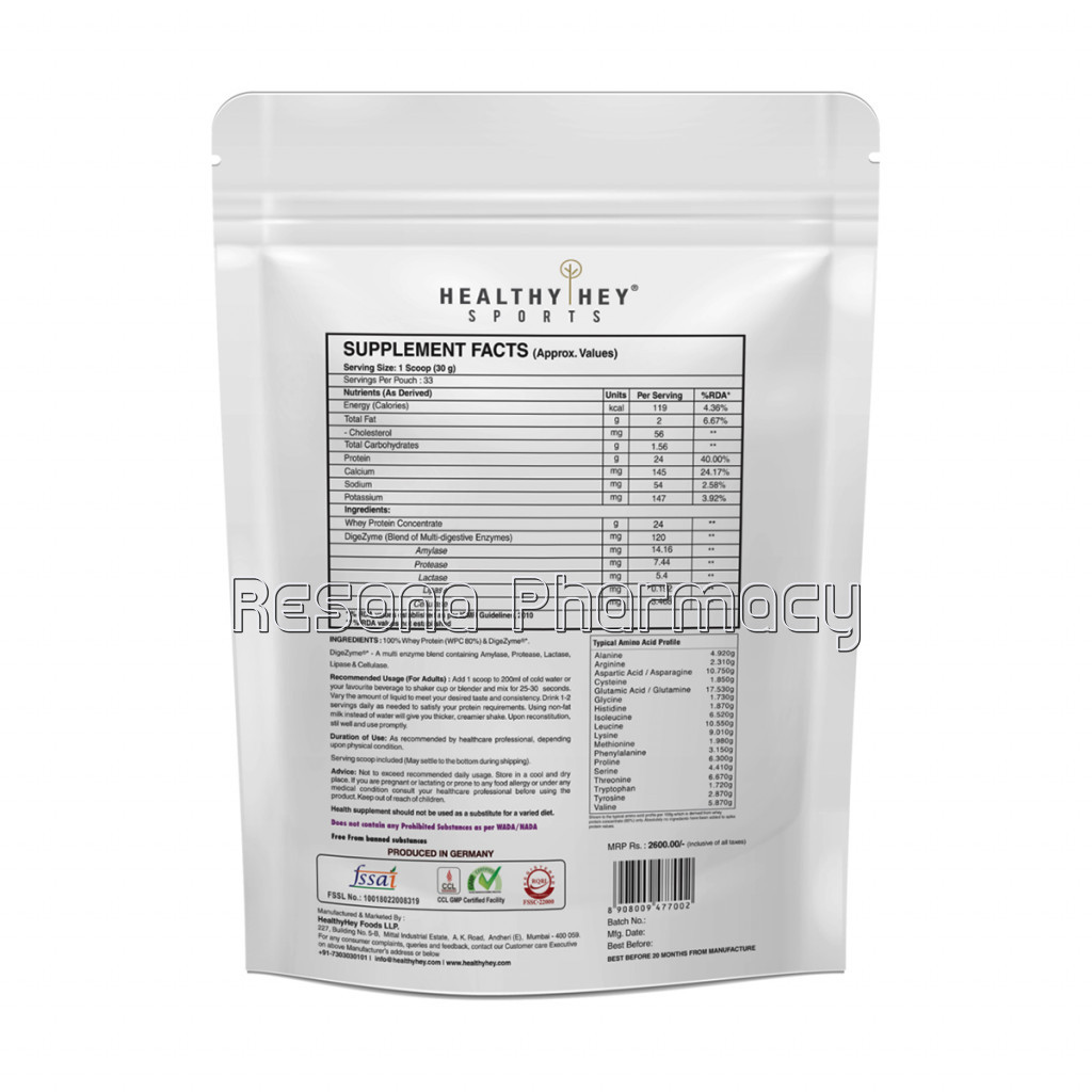 100% NaNaturalWhey Protein – 1Kg (2.2 Lbs) – German Made – Unflavoured – Gmo Free and Gluten Free   Unflavoured