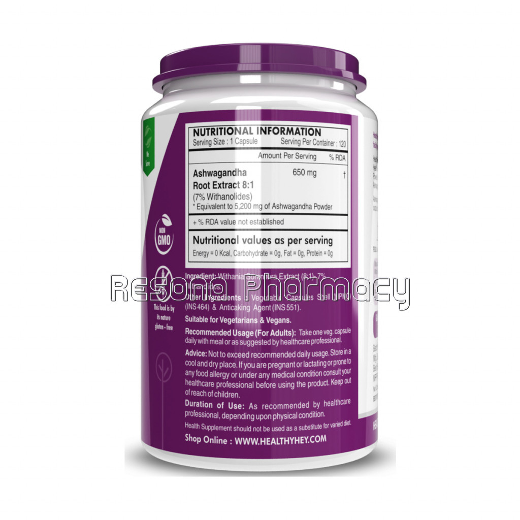 Ashwagandha Root Extract 8:1   650 Mg  120 Capsules