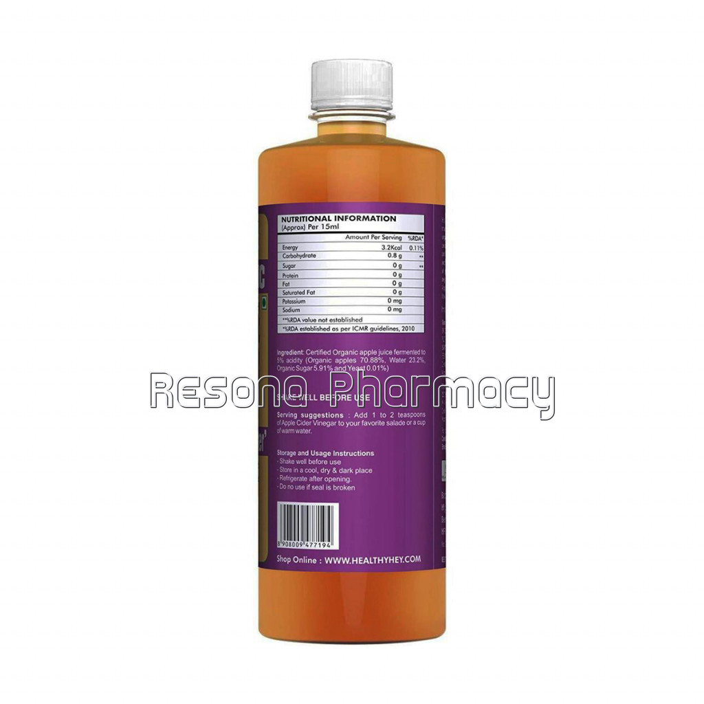 Organic Apple Cider Vinegar With The Mother   Raw and Gluten Free   All NaNaNatural  500Ml