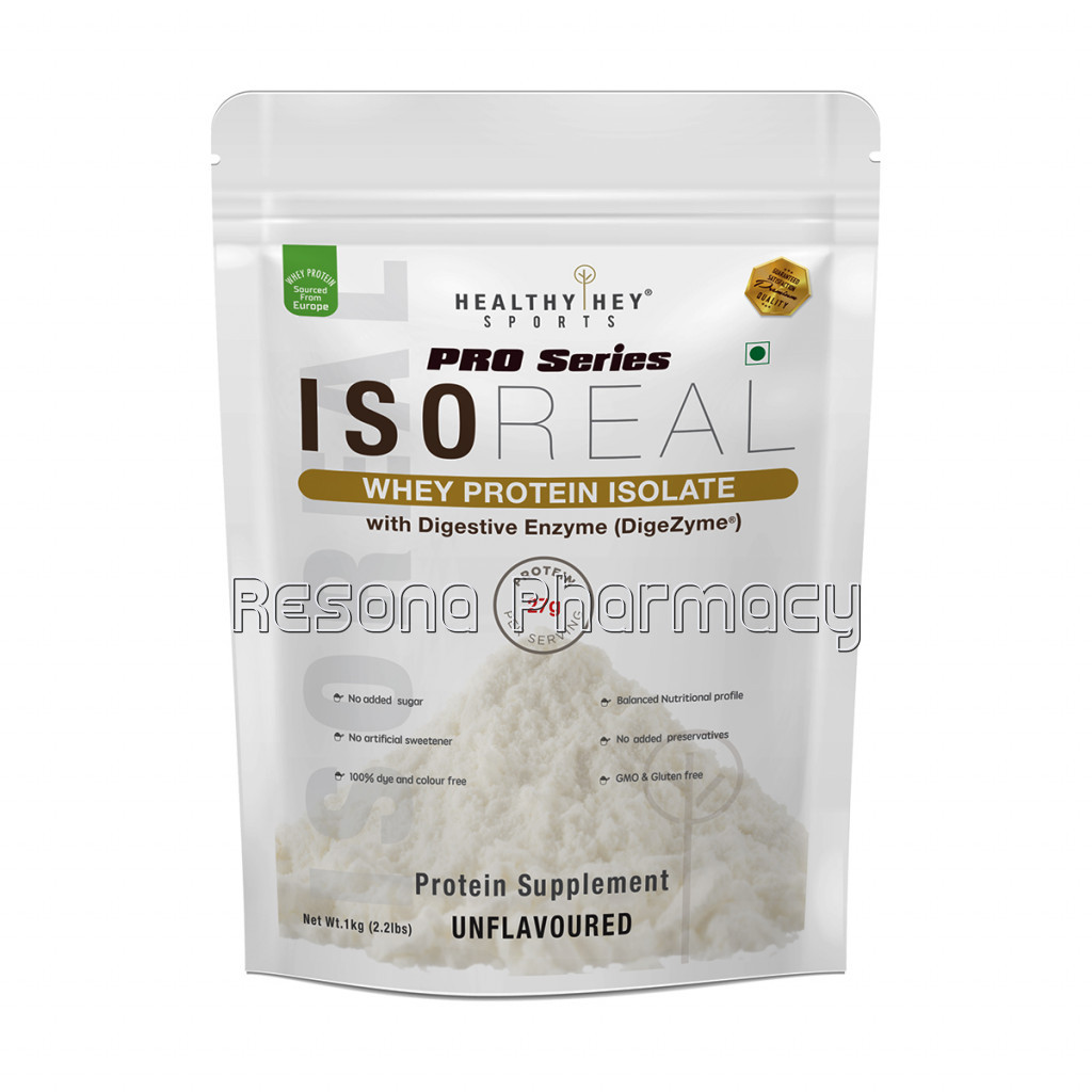Isoreal  Whey Protein Isolate – 90% Protein – 1Kg (2.2 Lbs) – Produced In Usa – Unflavoured – Gmo Free   Unflavoured