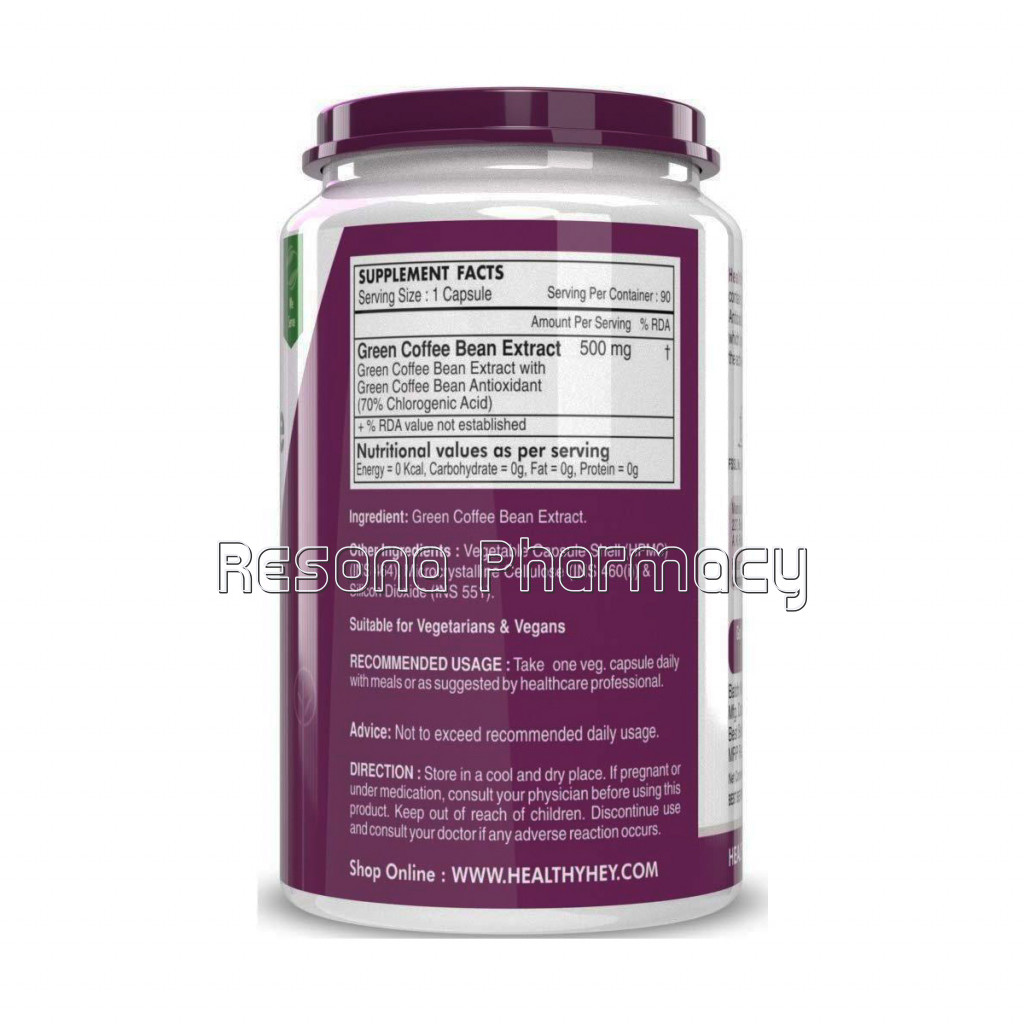Green Coffee Bean Extract With Antioxidants  70% Chlorogenic Acid, Non Gmo, 500Mg, 90 Count