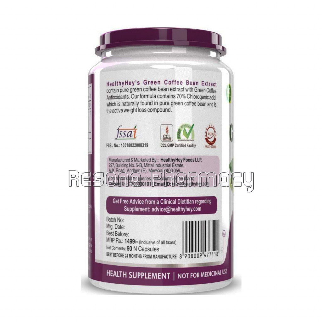 Green Coffee Bean Extract With Antioxidants  70% Chlorogenic Acid, Non Gmo, 500Mg, 90 Count