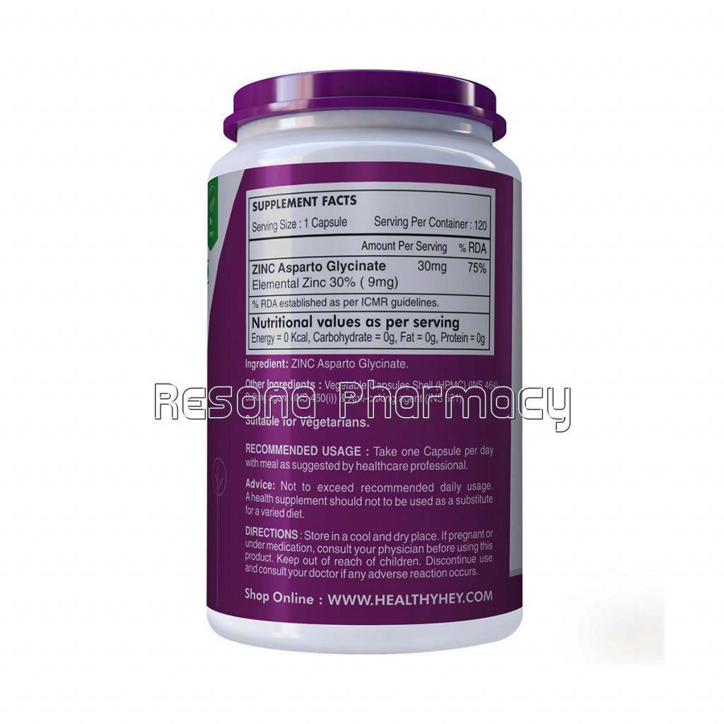 Zinc Glycinate   Essential Trace Mineral, 30Mg, 120 Vegetable Capsules