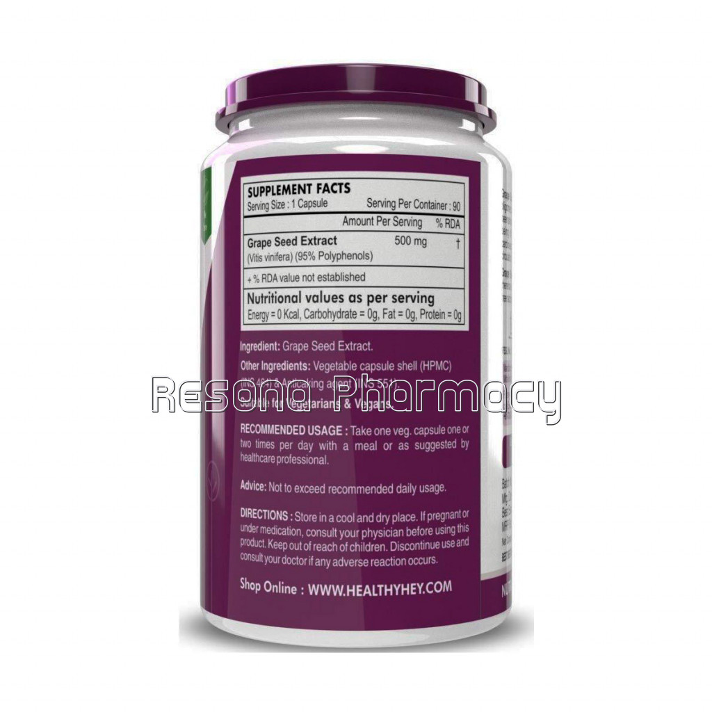 Grape Seed Extract   95% Polyphenols  90 Veg. Capsules Of 500Mg   Vegetarian and Non Gmo