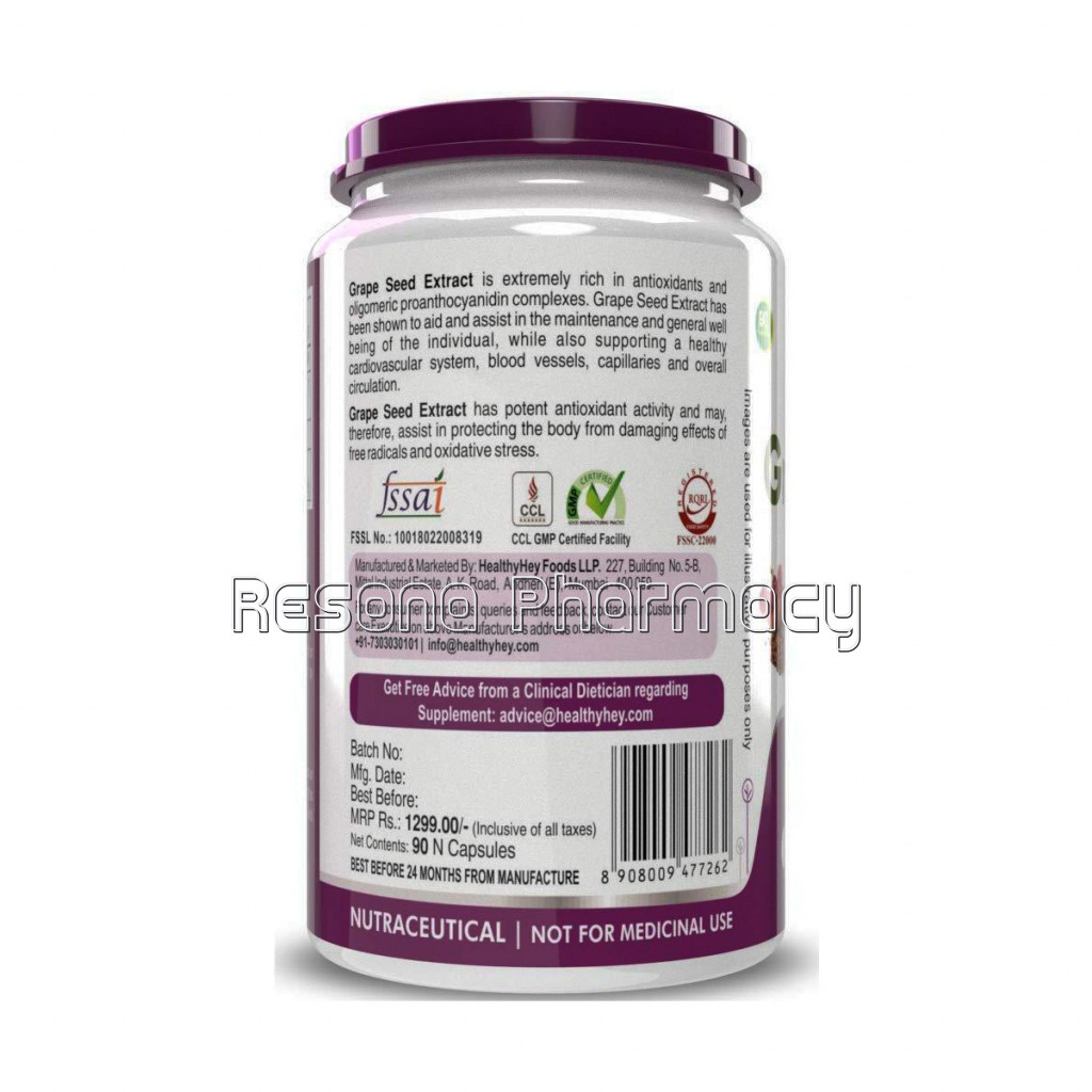 Grape Seed Extract   95% Polyphenols  90 Veg. Capsules Of 500Mg   Vegetarian and Non Gmo