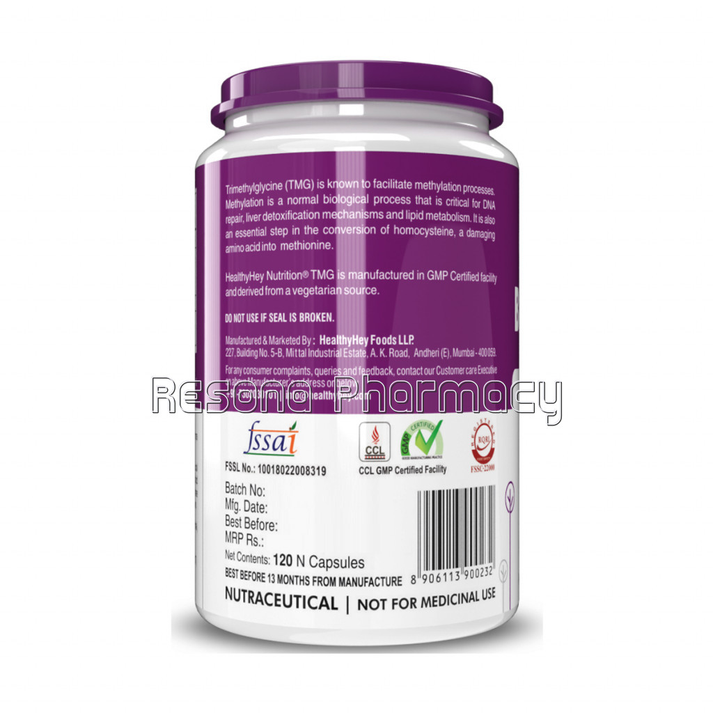 Betaine Trimethylglycine (Tmg) 500Mg   120 Veg. Capsules