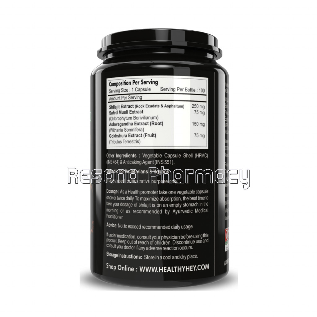 Shilajit With Safed Musli, Tribulus And Ashwagandha   550Mg   100 Vegetable Capsules