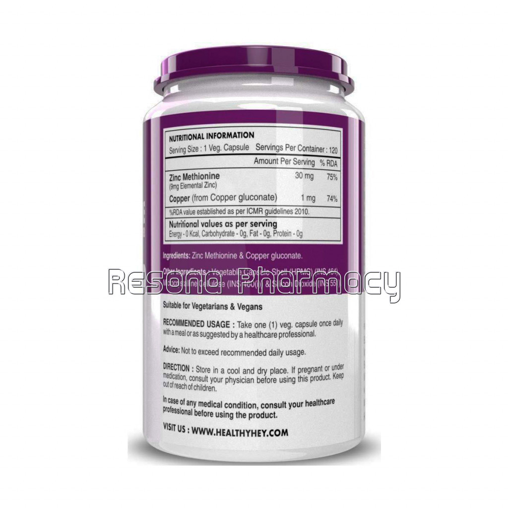 Zinc Methionine Plus Copper   Antioxidant Protection   120 Veg Capsules