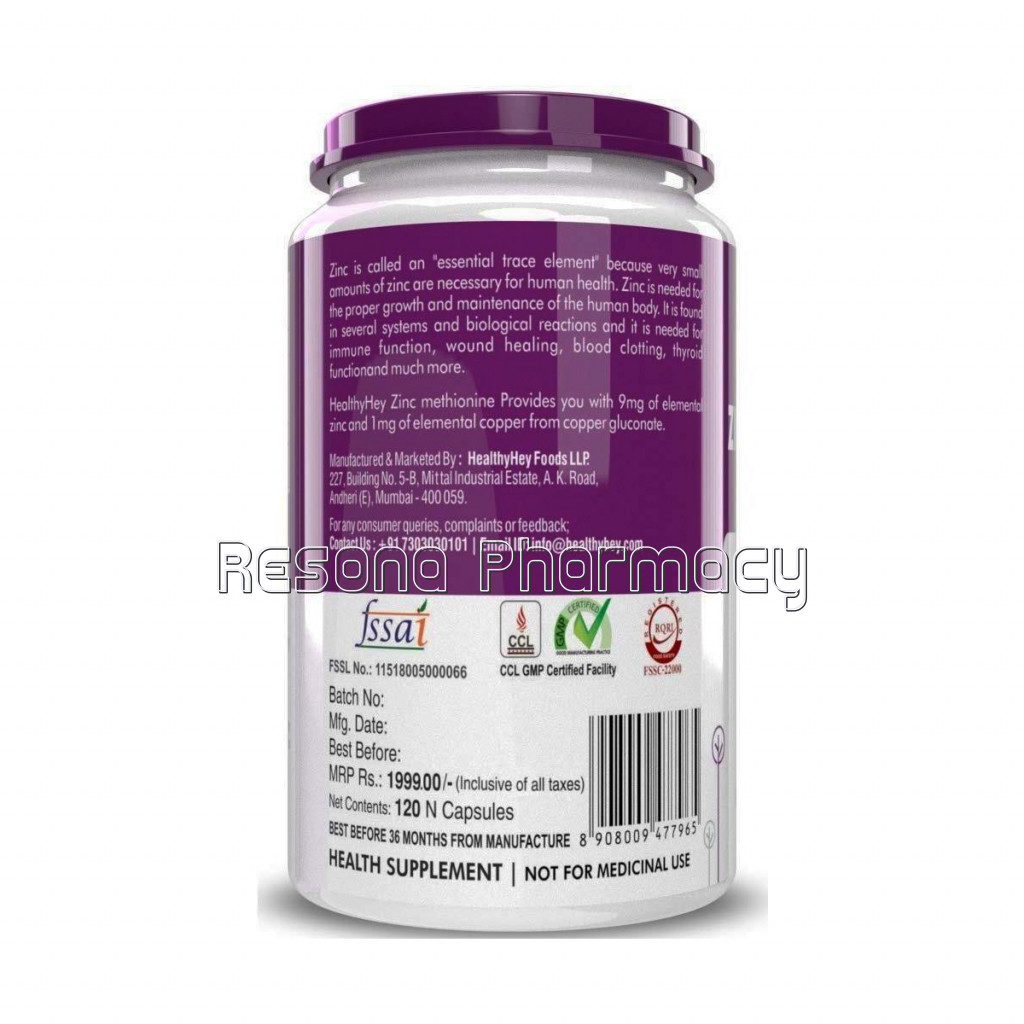 Zinc Methionine Plus Copper   Antioxidant Protection   120 Veg Capsules