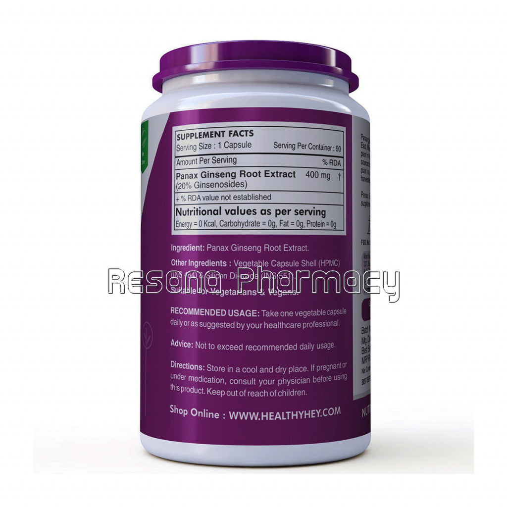 Panax Ginseng 400Mg   90 Vegetable Capsules