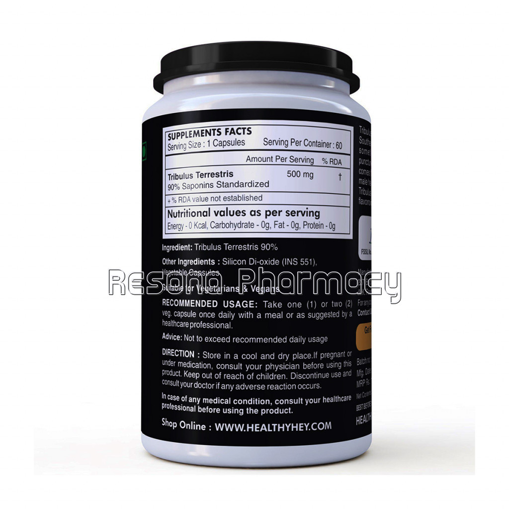 Tribulus Terrestris   90% Saponins  500 Mg X 60 Vegetarian Capsules   For Men'S Health
