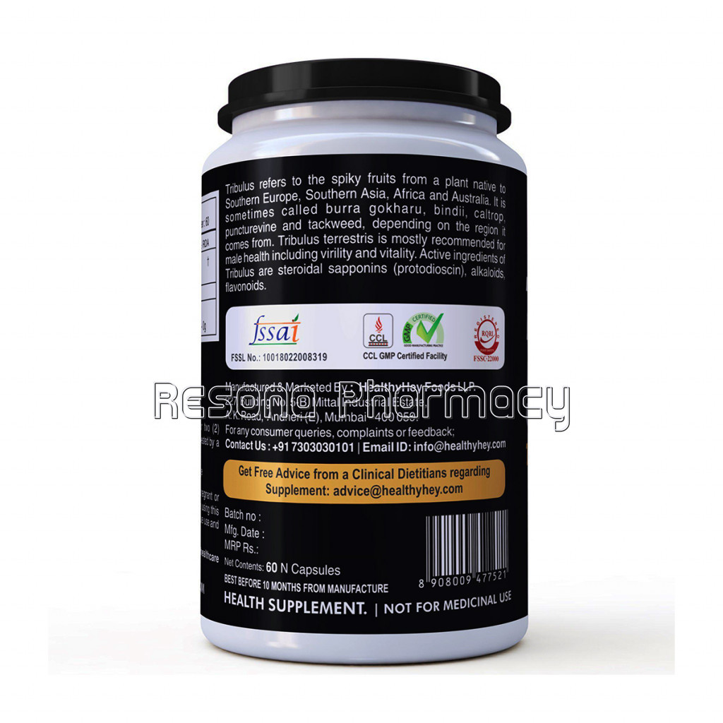 Tribulus Terrestris   90% Saponins  500 Mg X 60 Vegetarian Capsules   For Men'S Health