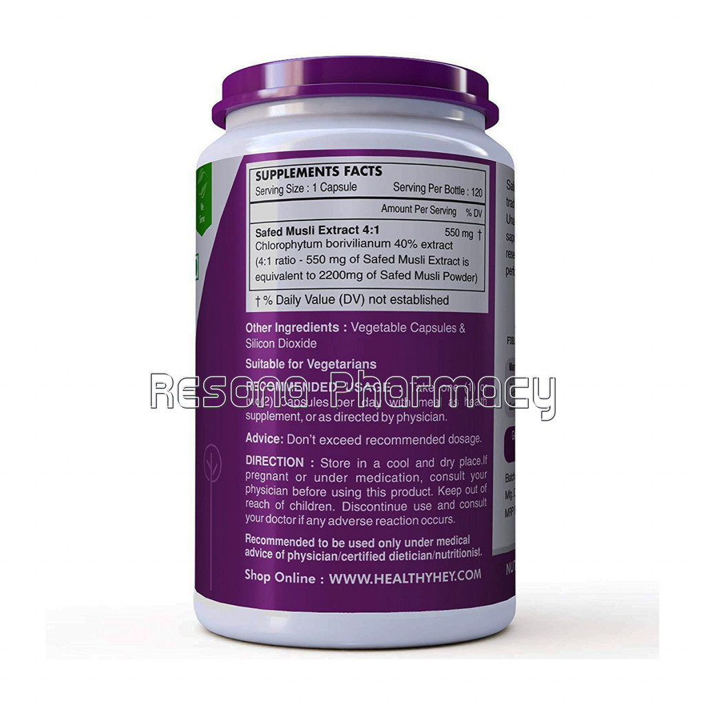 Safed Musli Extract   40% Saponins   Extact 4:1 120 550Mg Vegetable Capsules