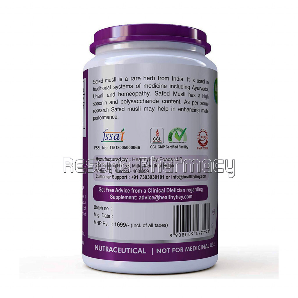Safed Musli Extract   40% Saponins   Extact 4:1 120 550Mg Vegetable Capsules